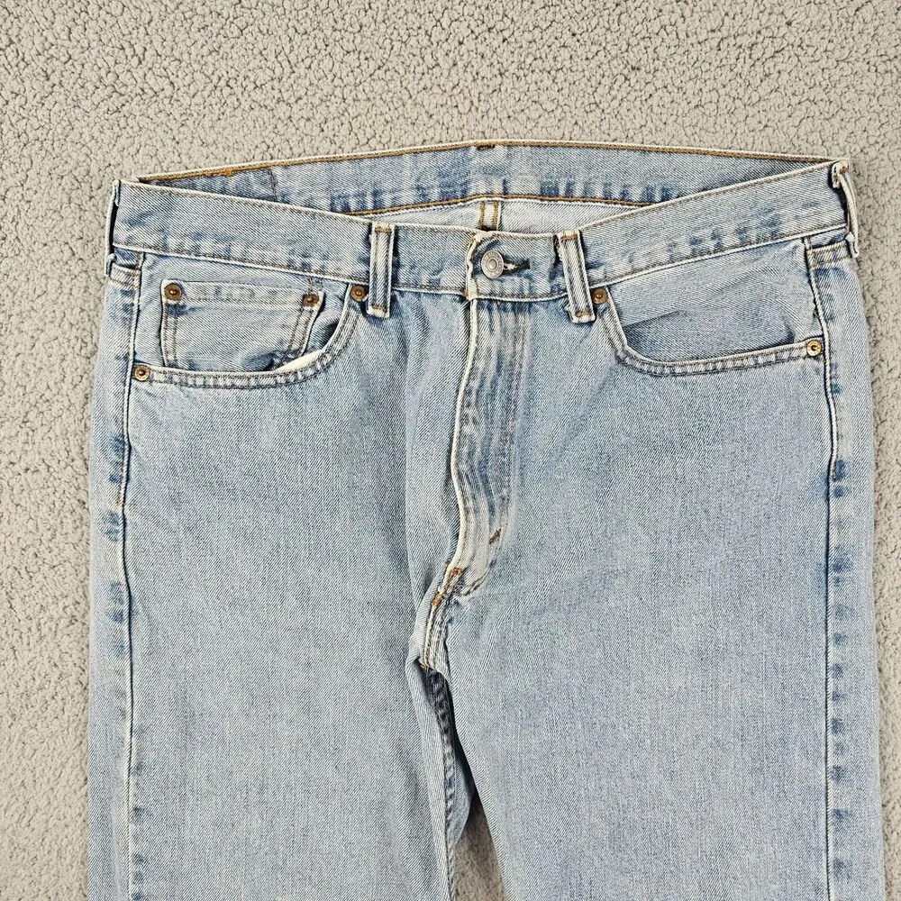 Levis 505 Jeans Mens 36x30 Blue Light Wash Regular Straight Work Skate Grunge